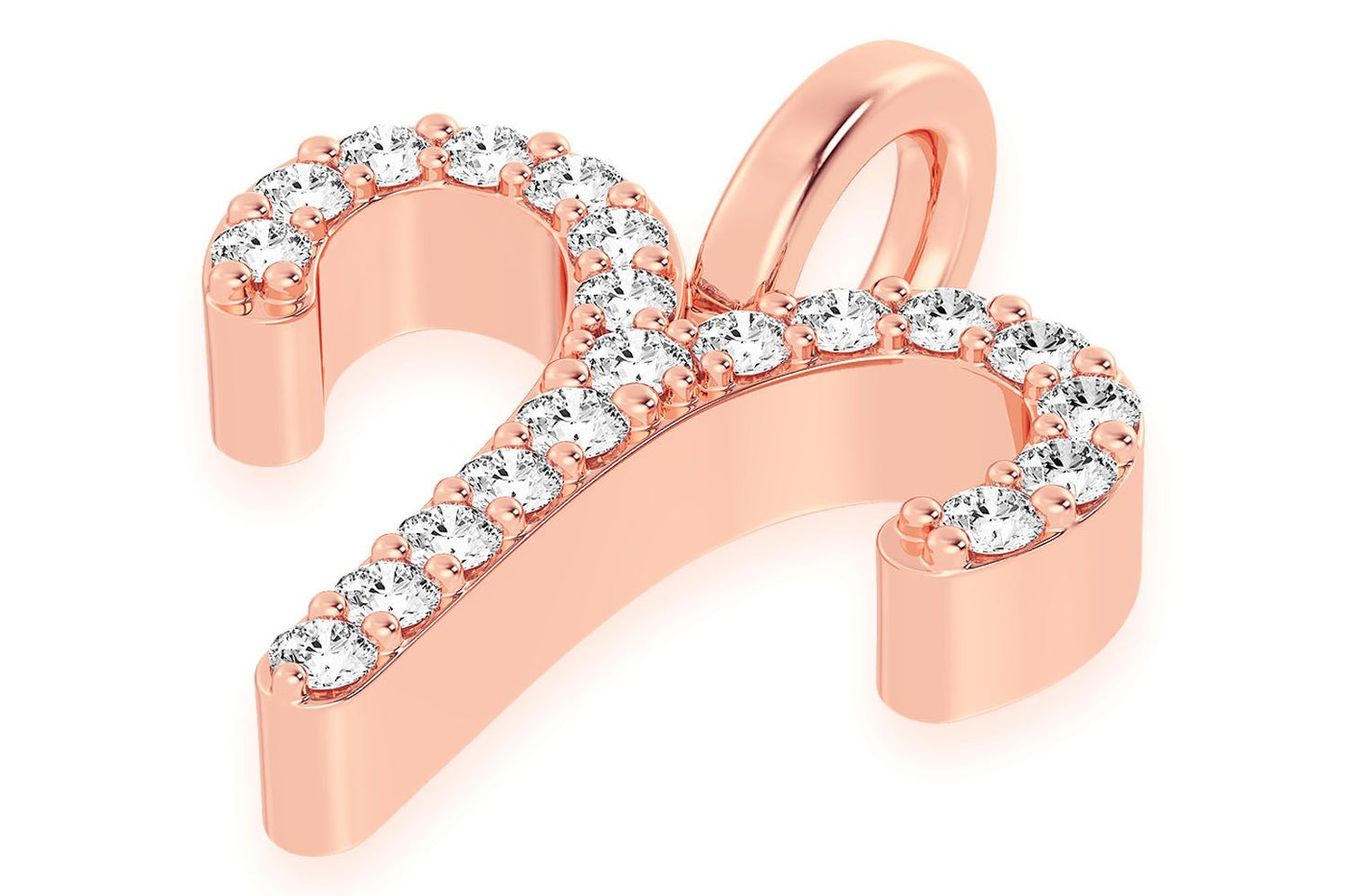 Pandantiv Zodiac Berbec cu Diamant Aur Masiv de 14K 0.10CTW