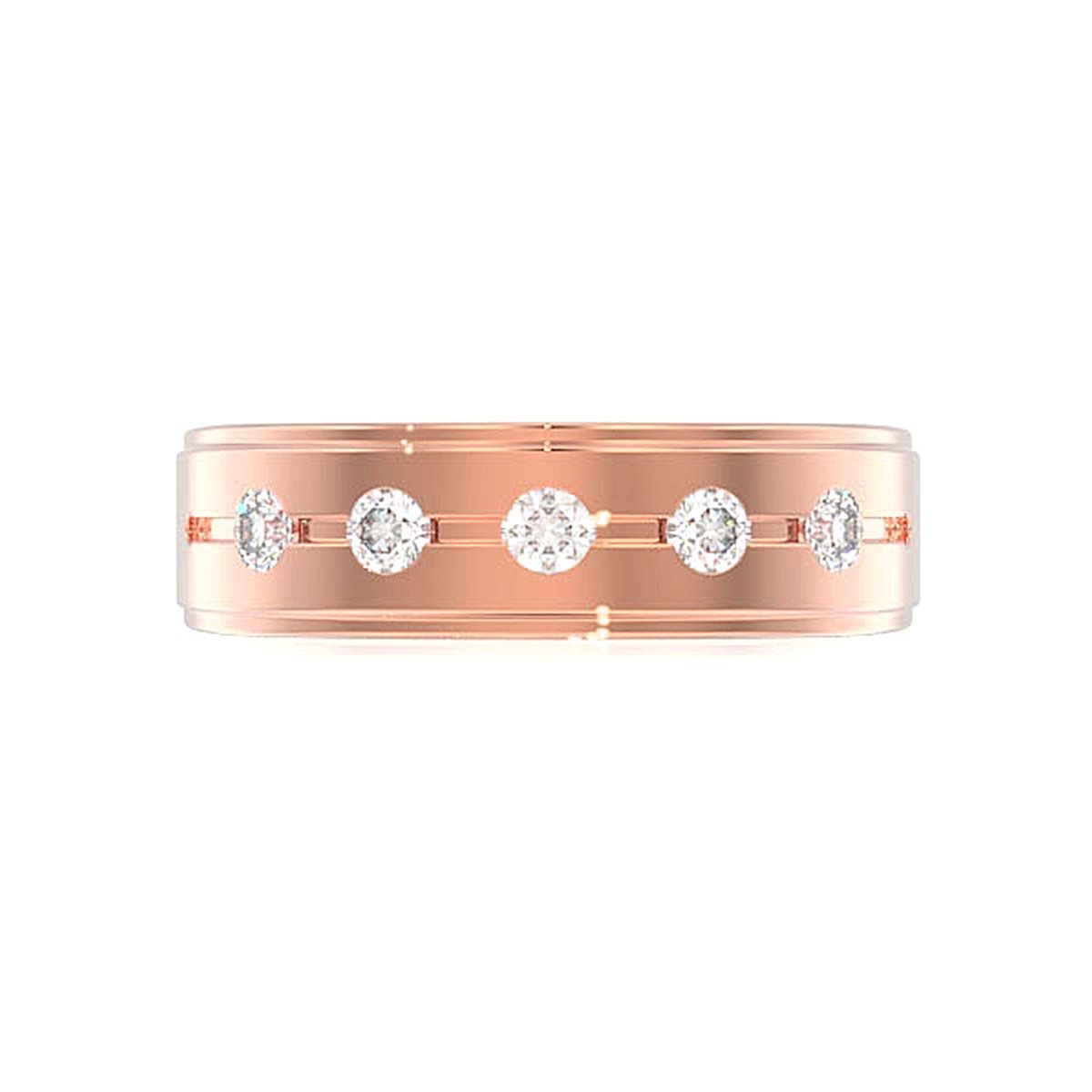 SET ȚIGĂN CU 5 PIETRE ȘI DIAMANTE, AUR MASIV DE 14K, 0.50CT