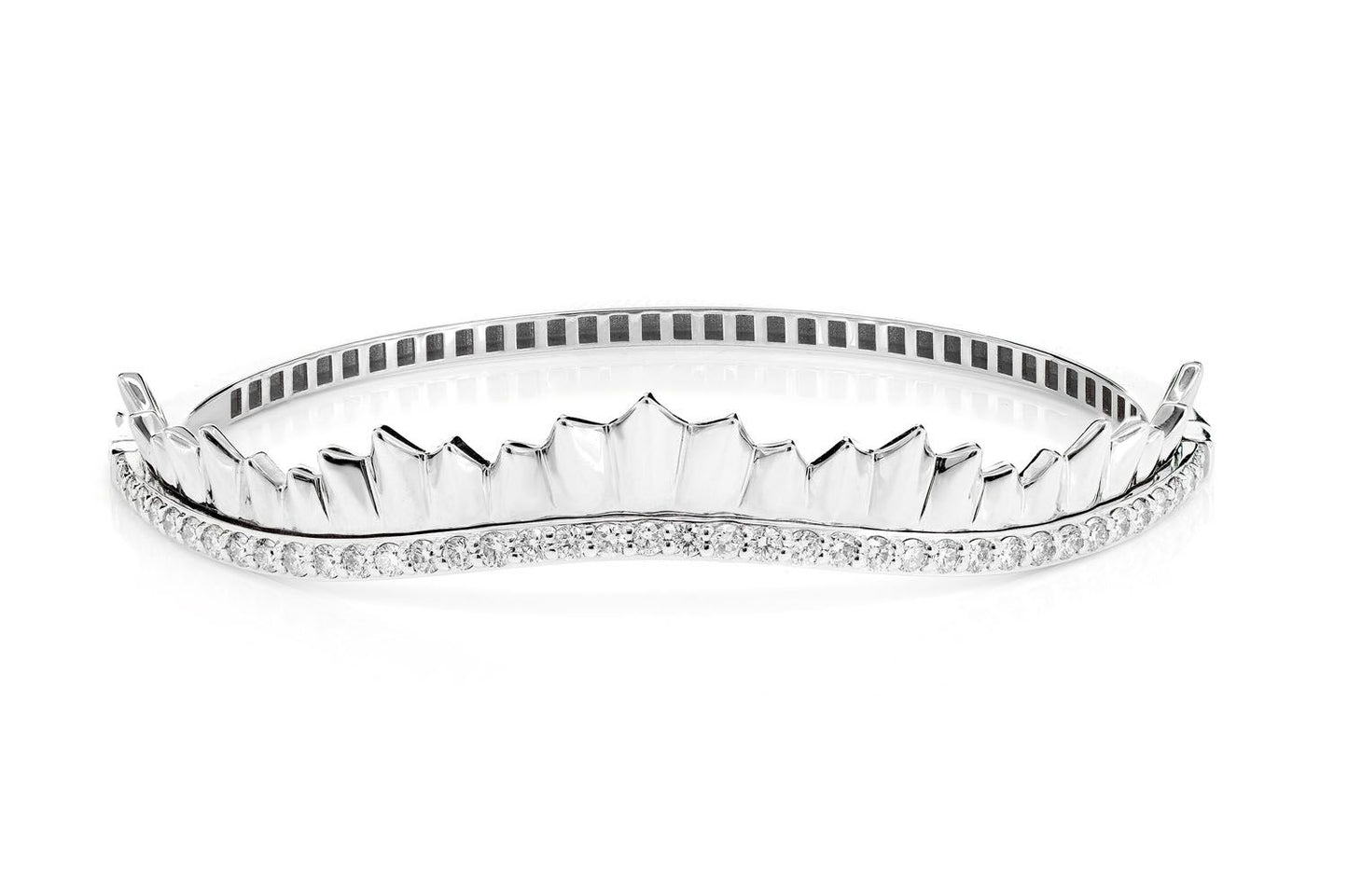 ASYMETTRICAL DIAMOND WAVE BRACELET 14K SOLID GOLD 0.95CTW