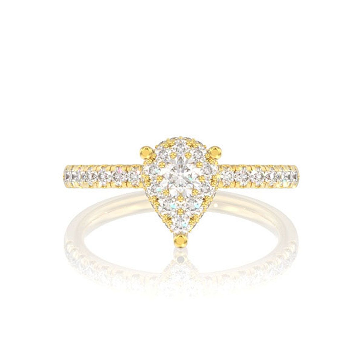 0.50CTW PEAR CLUSTER DIAMOND ENGAGEMENT RING 14K SOLID GOLD