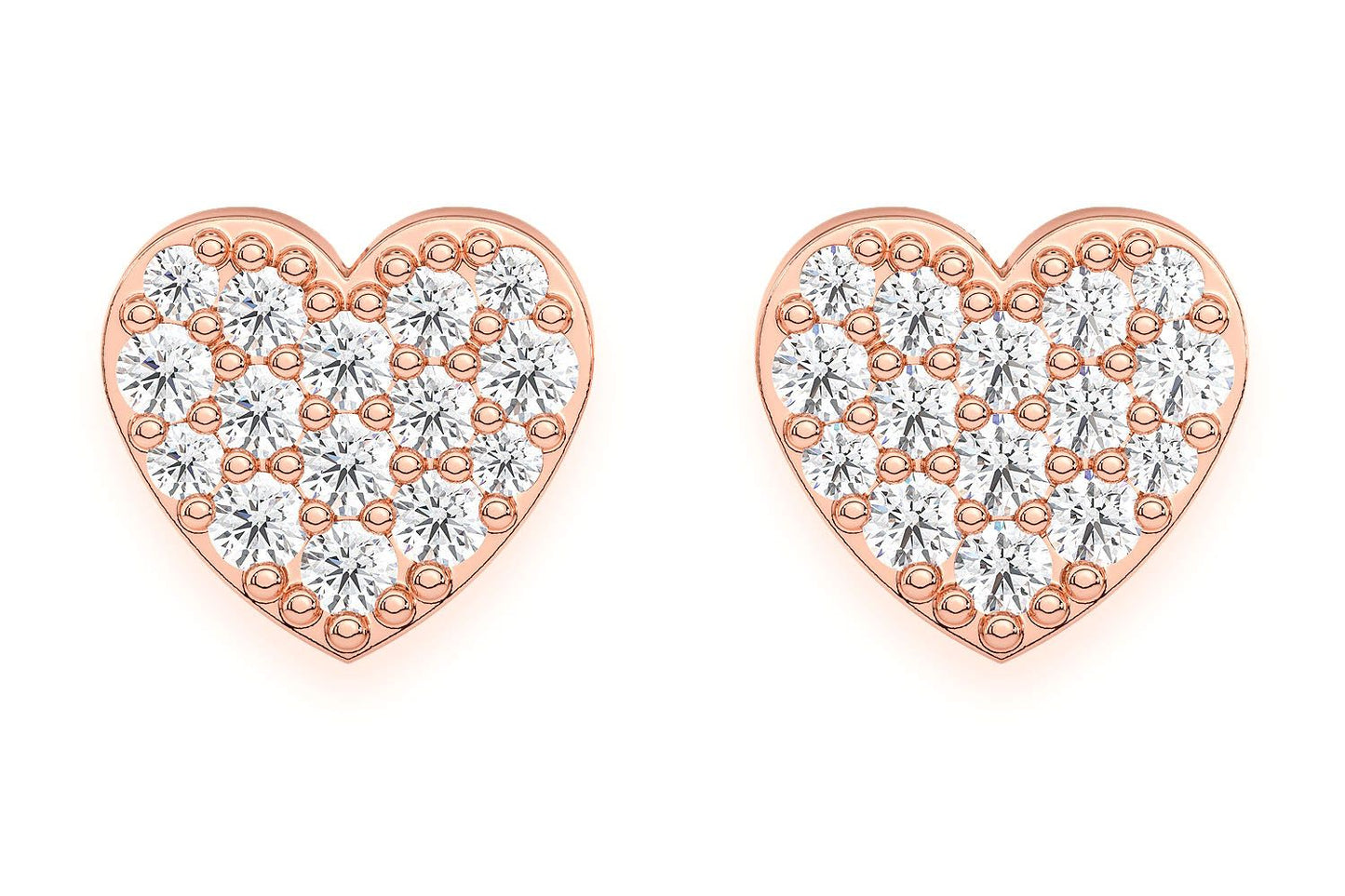 HEART STUD DIAMOND EARRINGS 14K SOLID GOLD 0.25CTW
