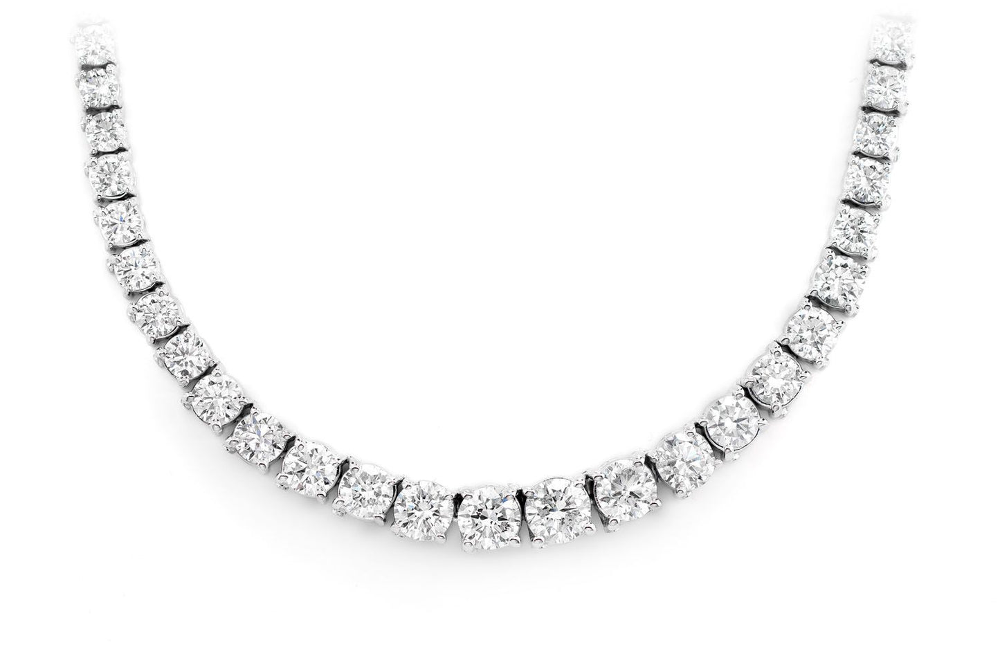 GRADUATED DIAMOND TENNIS NECKLACE SOLID GOLD 17.00CTW