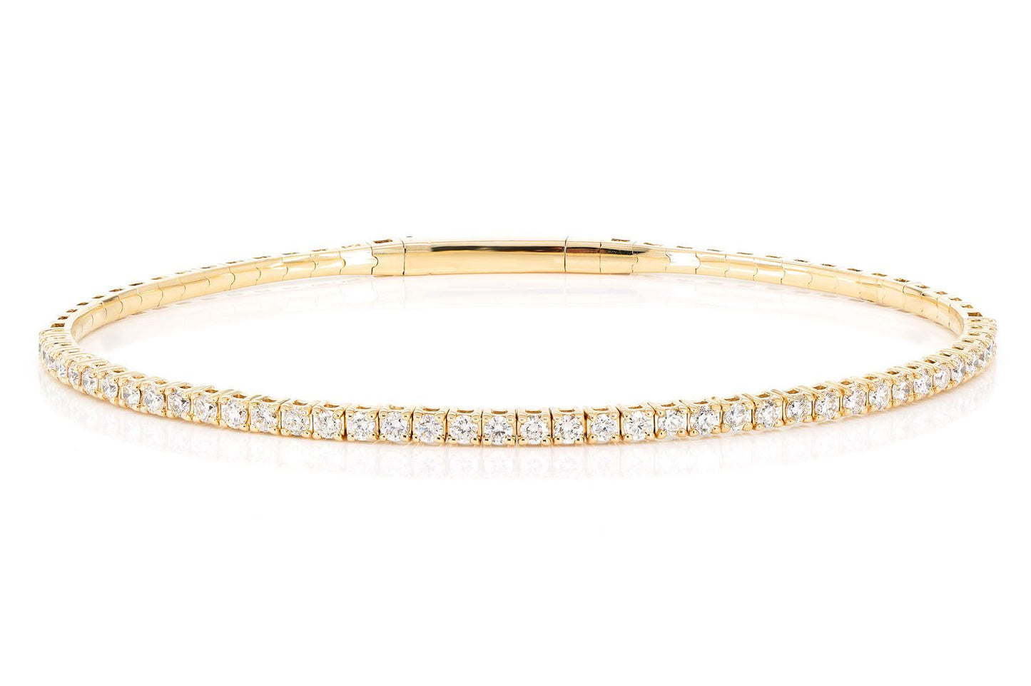 2PT PRONG SET DIAMOND FLEX BANGLE TENNIS BRACELET 1.00CTW 14K SOLID GOLD