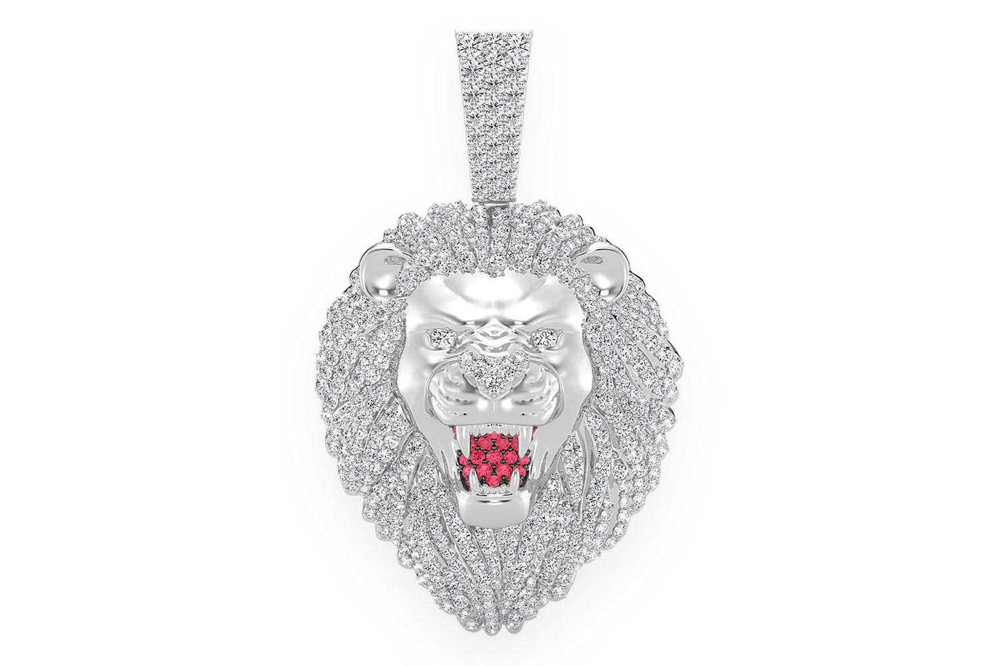 ROARING LION DIAMOND PENDANT 14K SOLID GOLD 3.20CTW