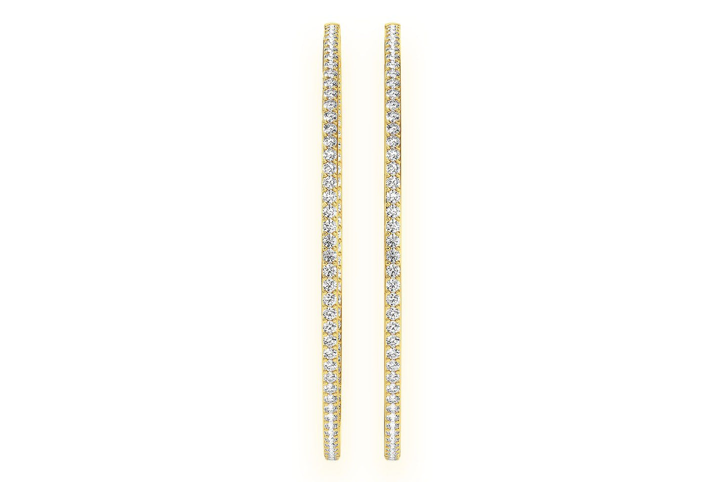 CERCEI MARI CU DIAMANTE, VERTICALE, AUR MASIV DE 14K, 5.00CT
