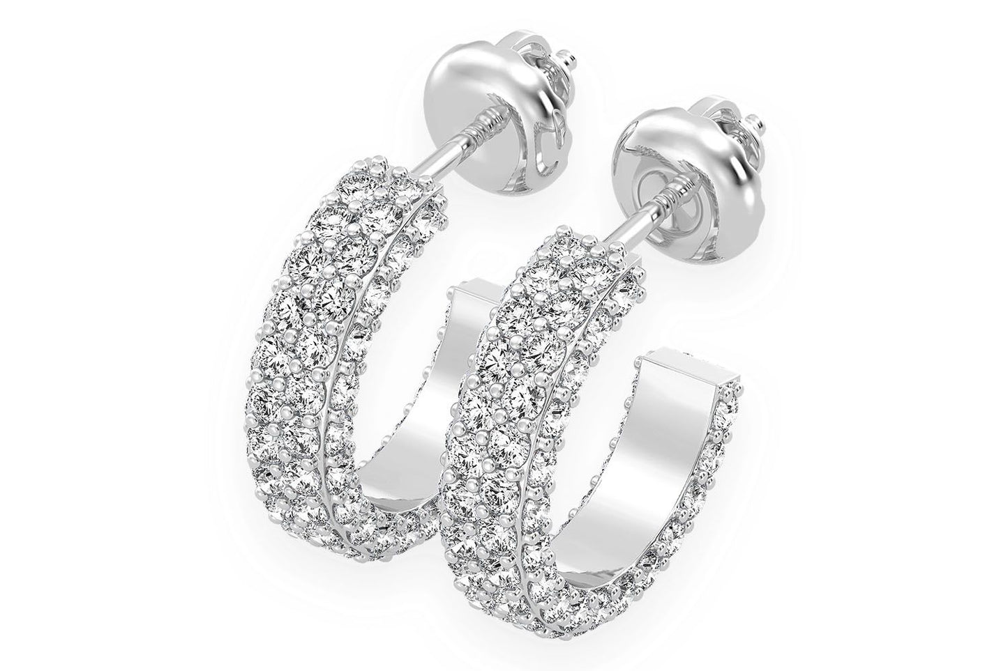 OPEN HOOP DIAMOND EARRINGS 14K SOLID GOLD 0.60CTW