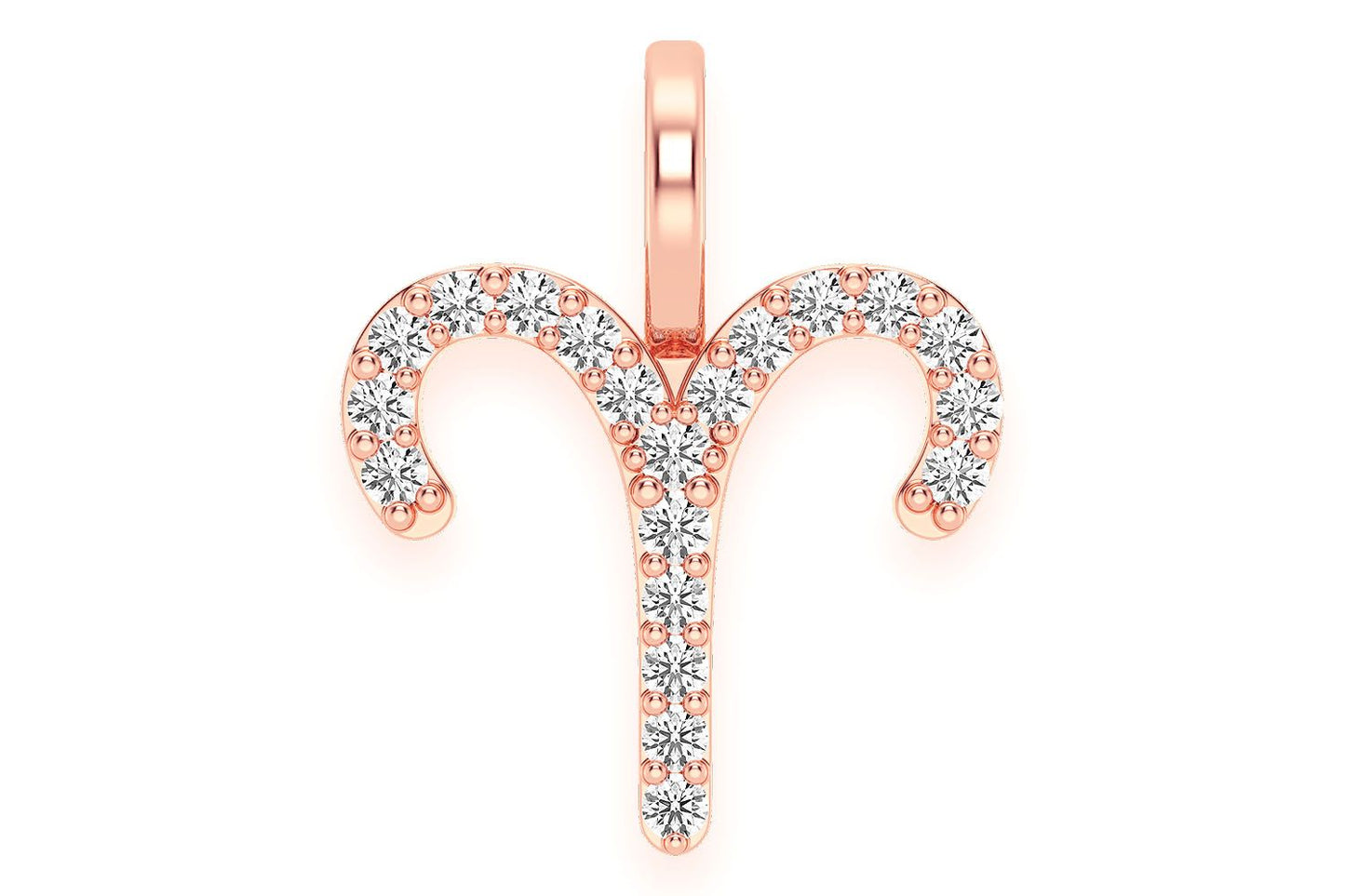 Pandantiv Zodiac Berbec cu Diamant Aur Masiv de 14K 0.10CTW