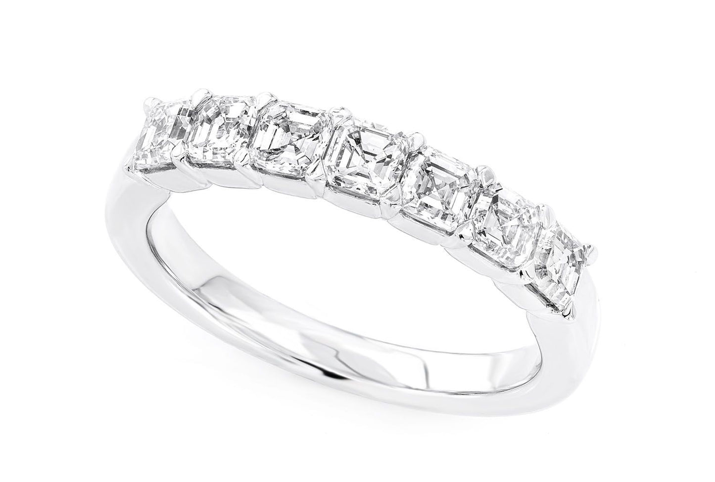 20PTR ASSCHER DIAMOND BAND 14K SOLID GOLD 1.29CTW