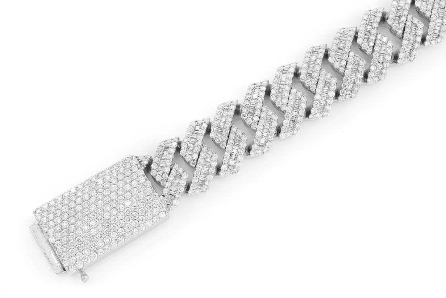 16MM RAISED BAGUETTE CUBAN LINK BRACELET 14K 17.25CTW