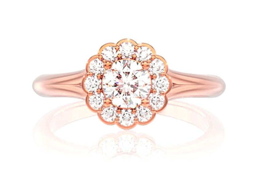 FLORAL SPLIT SHANK DIAMOND ENGAGEMENT RING 0.75CTW -14K SOLID GOLD