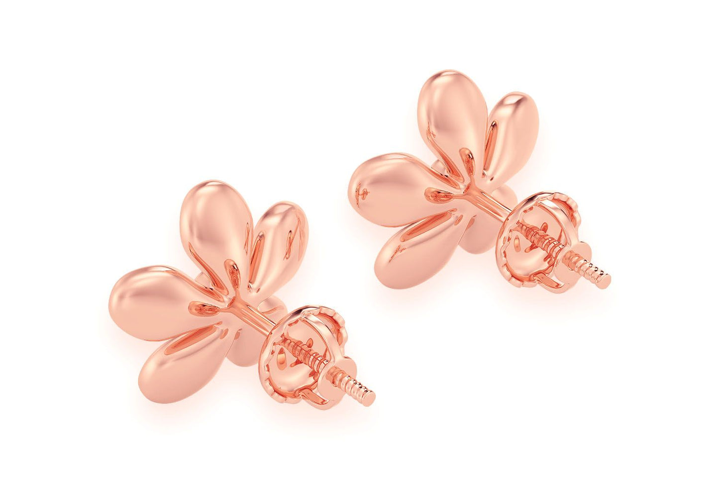 FLOWER PETAL DIAMOND EARRINGS 14K SOLID GOLD 0.02CTW