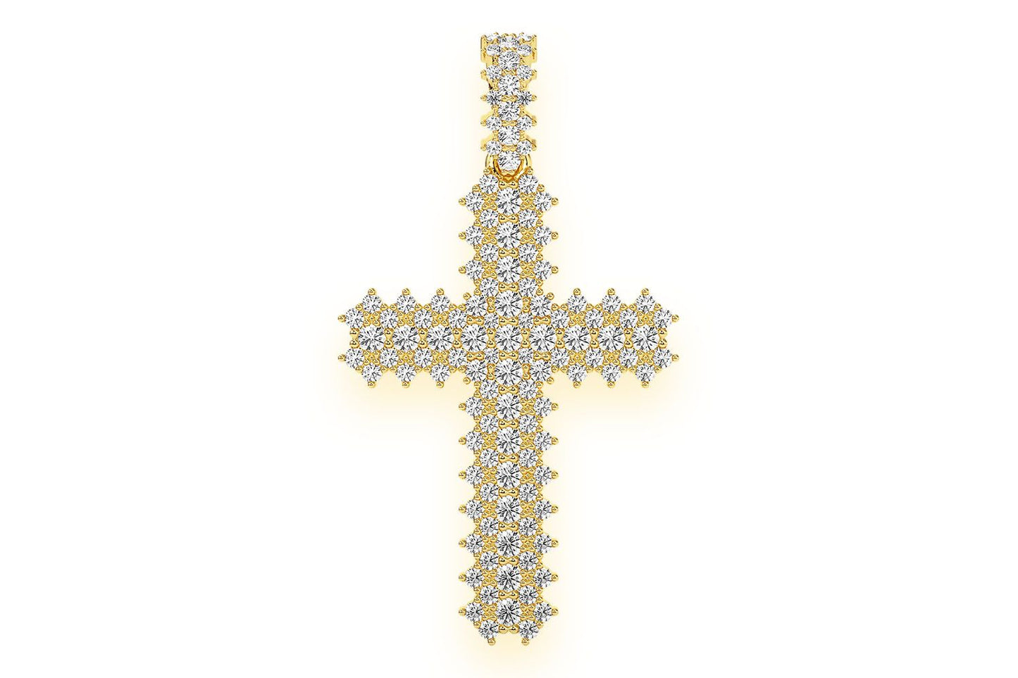 JAGGED CROSS DIAMOND PENDANT 14K SOLID GOLD 10.00CTW