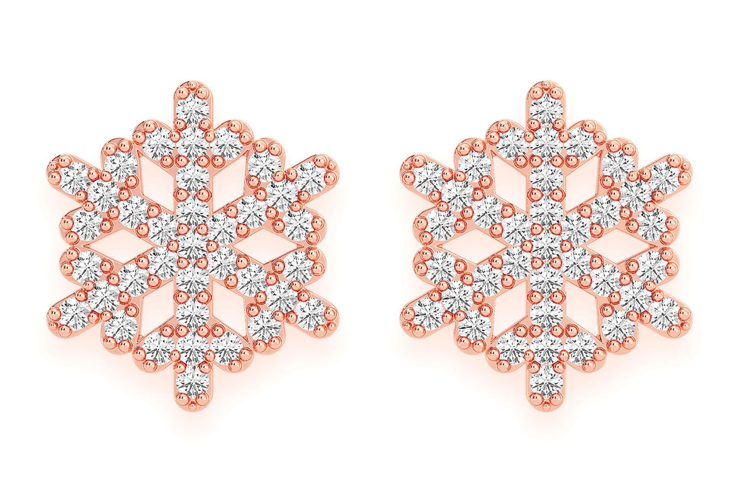 CERCEI CU ȘTIRI FULG DE ZĂPADĂ, AUR MASIV DE 14K, 0.20CT