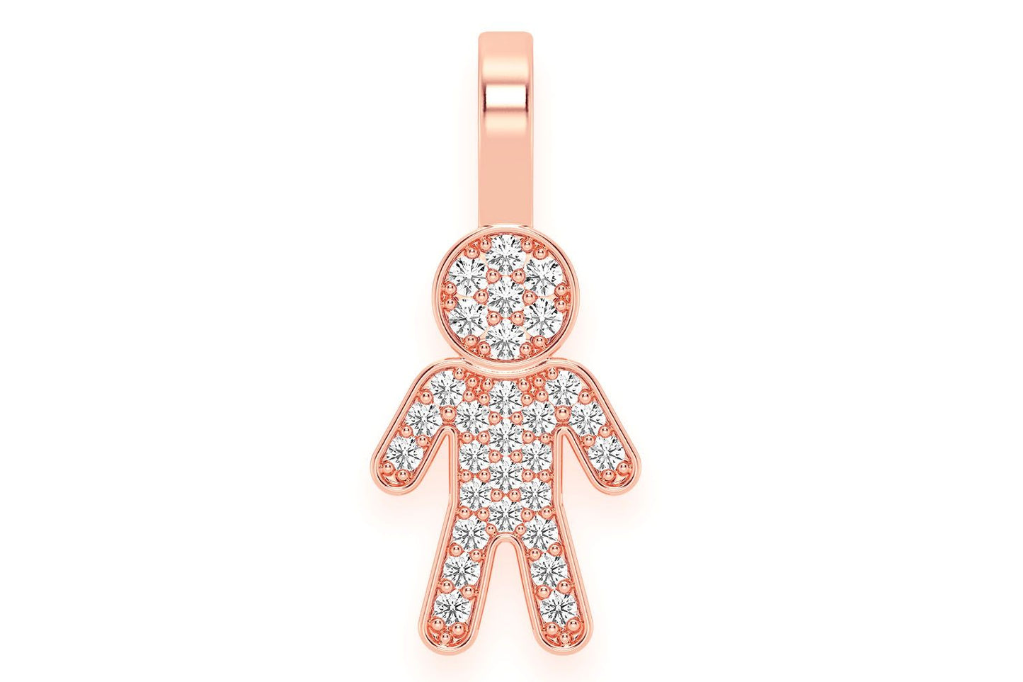 BOY DIAMOND PENDANT 14K SOLID GOLD 0.10CTW