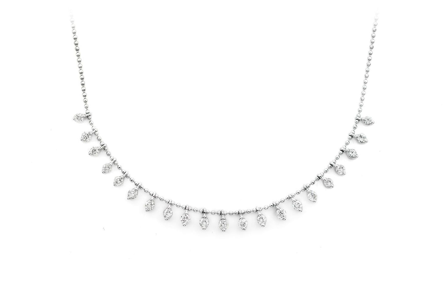 21 STONE DIAMOND NECKLACE 14K SOLID GOLD 0.75CTW
