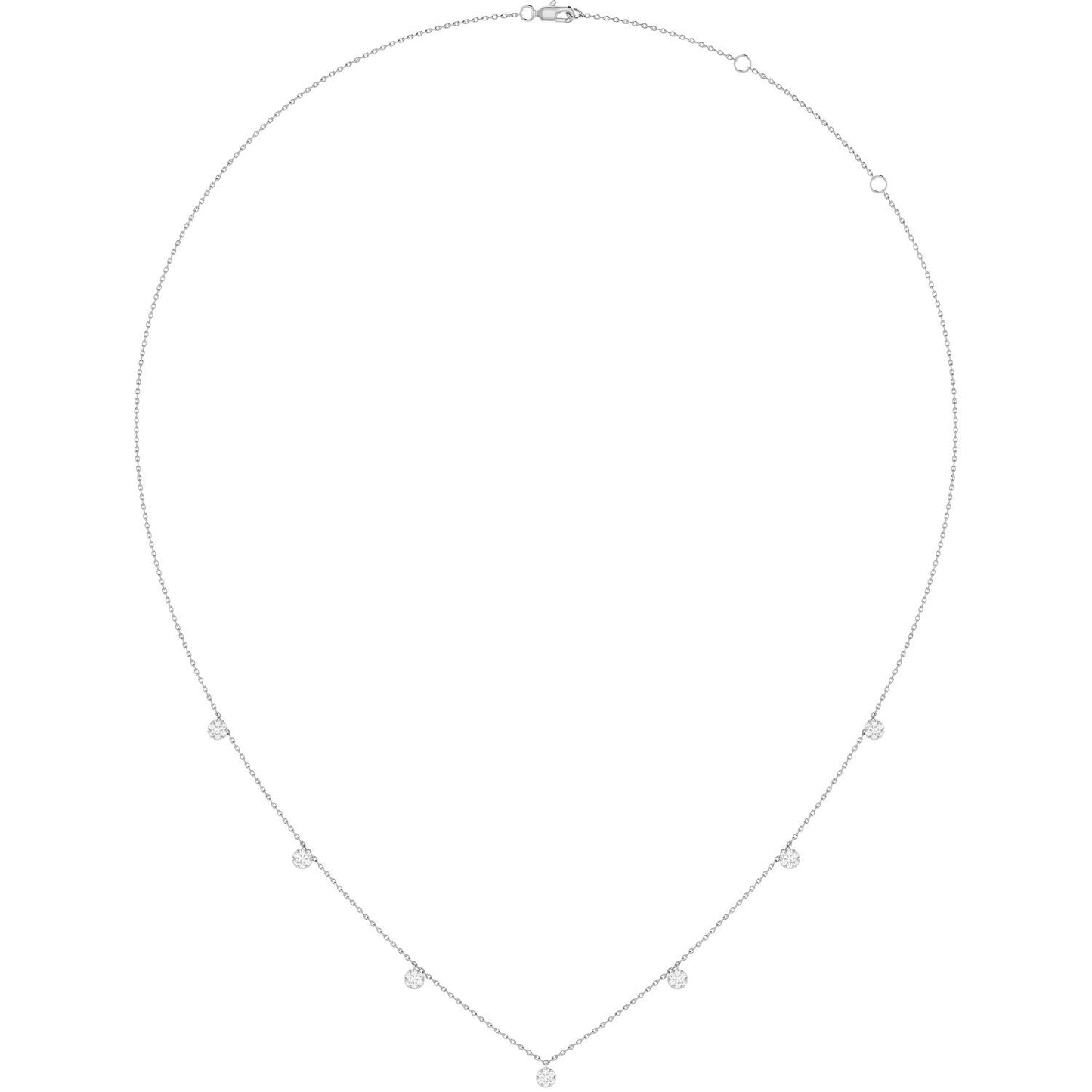 DIAMOND DISC STATION NECKLACE 14K SOLID GOLD 0.20CTW