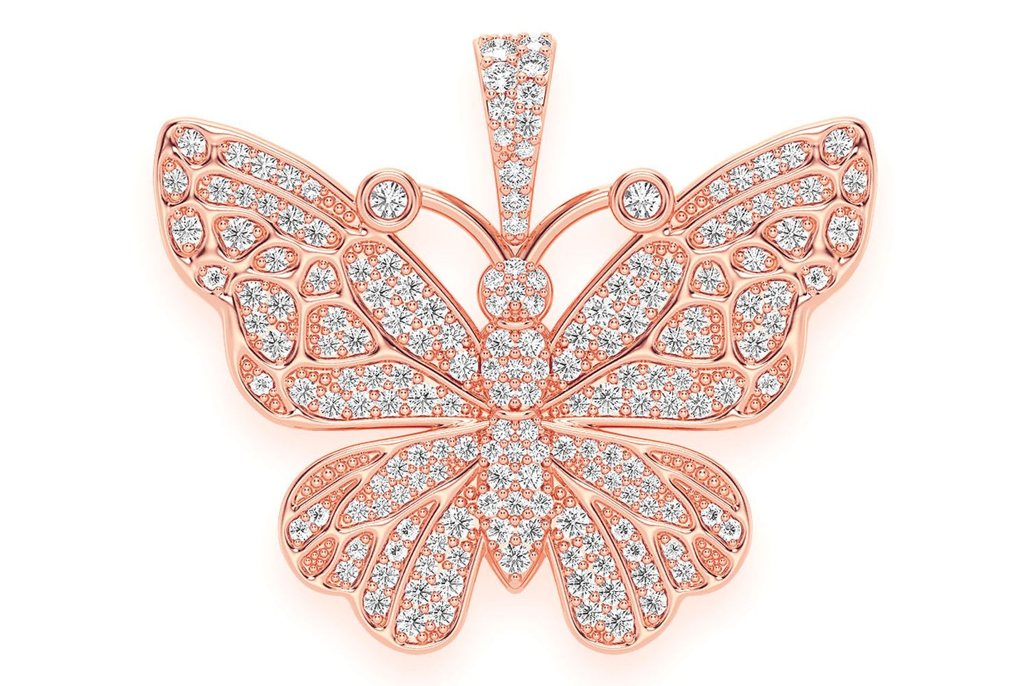 BUTTERFLY DIAMOND PENDANT 14K SOLID GOLD 1.00CTW