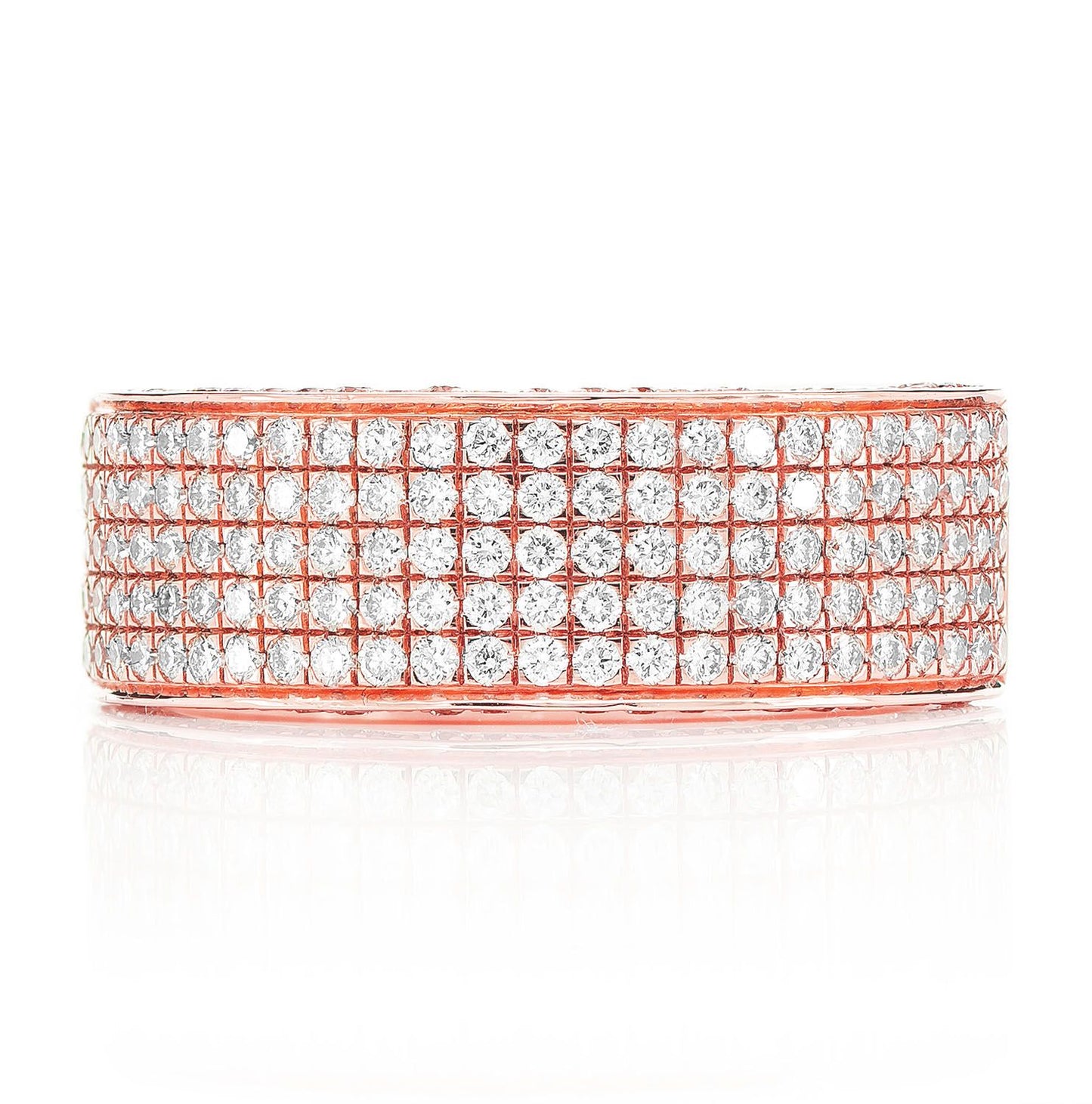 FIVE ROW PAVE DIAMOND BAND RING 14K SOLID GOLD 1.00CTW