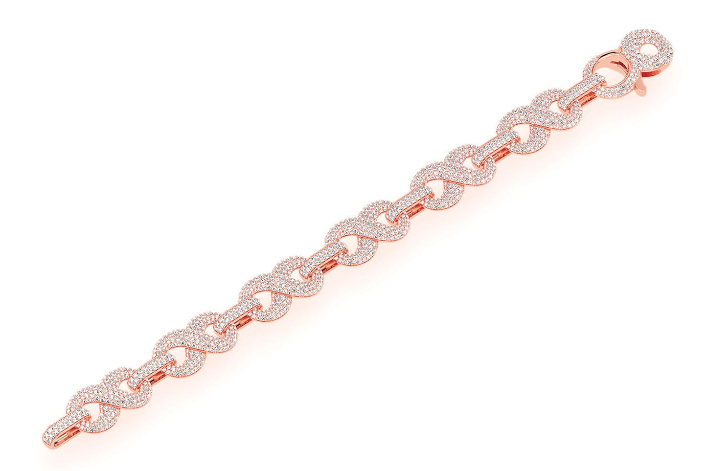 INFINITY LINK DIAMOND BRACELET 14K SOLID GOLD 9.00CTW