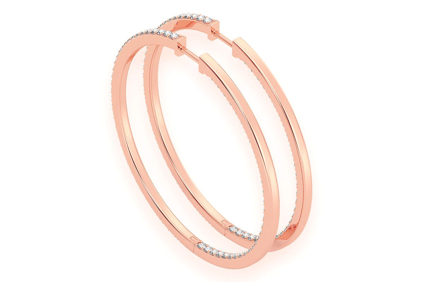 CERCEI MARI CU DIAMANTE, VERTICALE, AUR MASIV DE 14K, 4.00CT