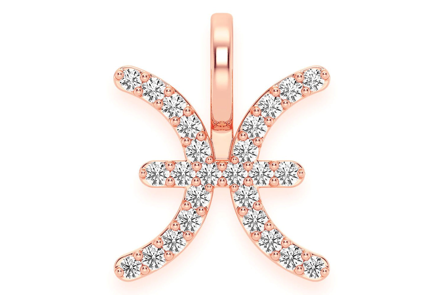 PISCES ZODIAC DIAMOND PENDANT 14K SOLID GOLD 0.10CTW