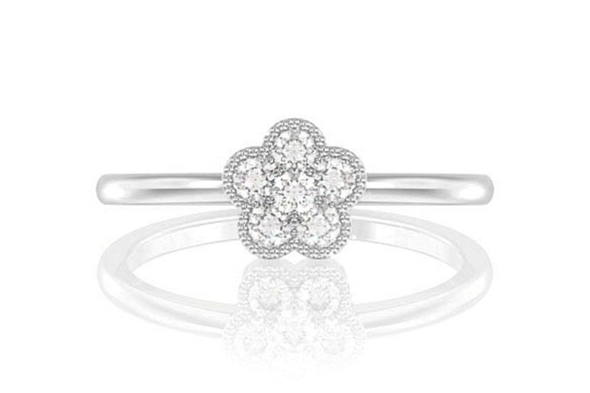 DIAMOND MILGRAIN CLOVER ENGAGEMENT RING - 0.25CTW
