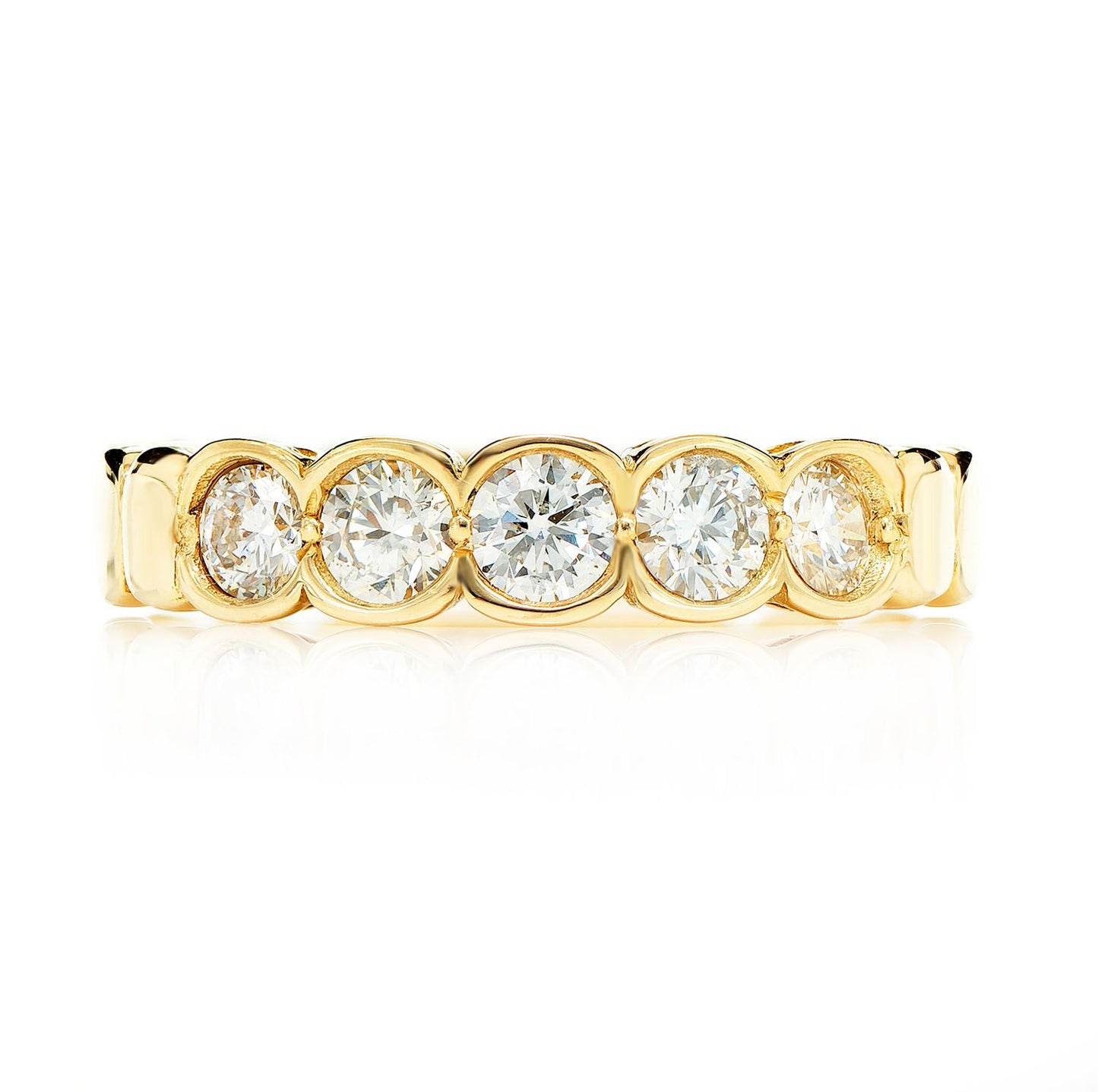 FIVE STONE BEZEL SET DIAMOND BAND RING 14K SOLID GOLD 0.66CTW