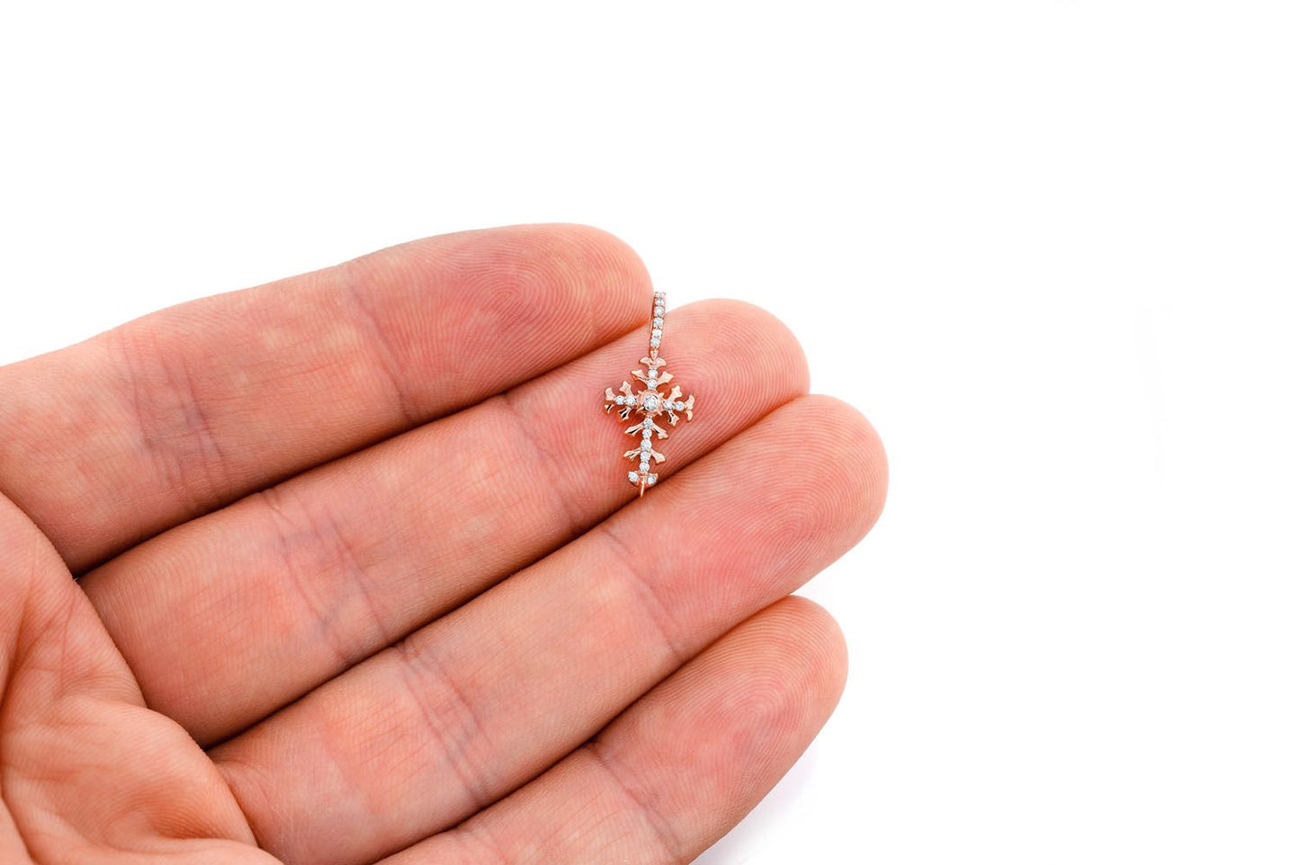 FILIGREE CROSS DIAMOND PENDANT 14K SOLID GOLD 0.10CTW