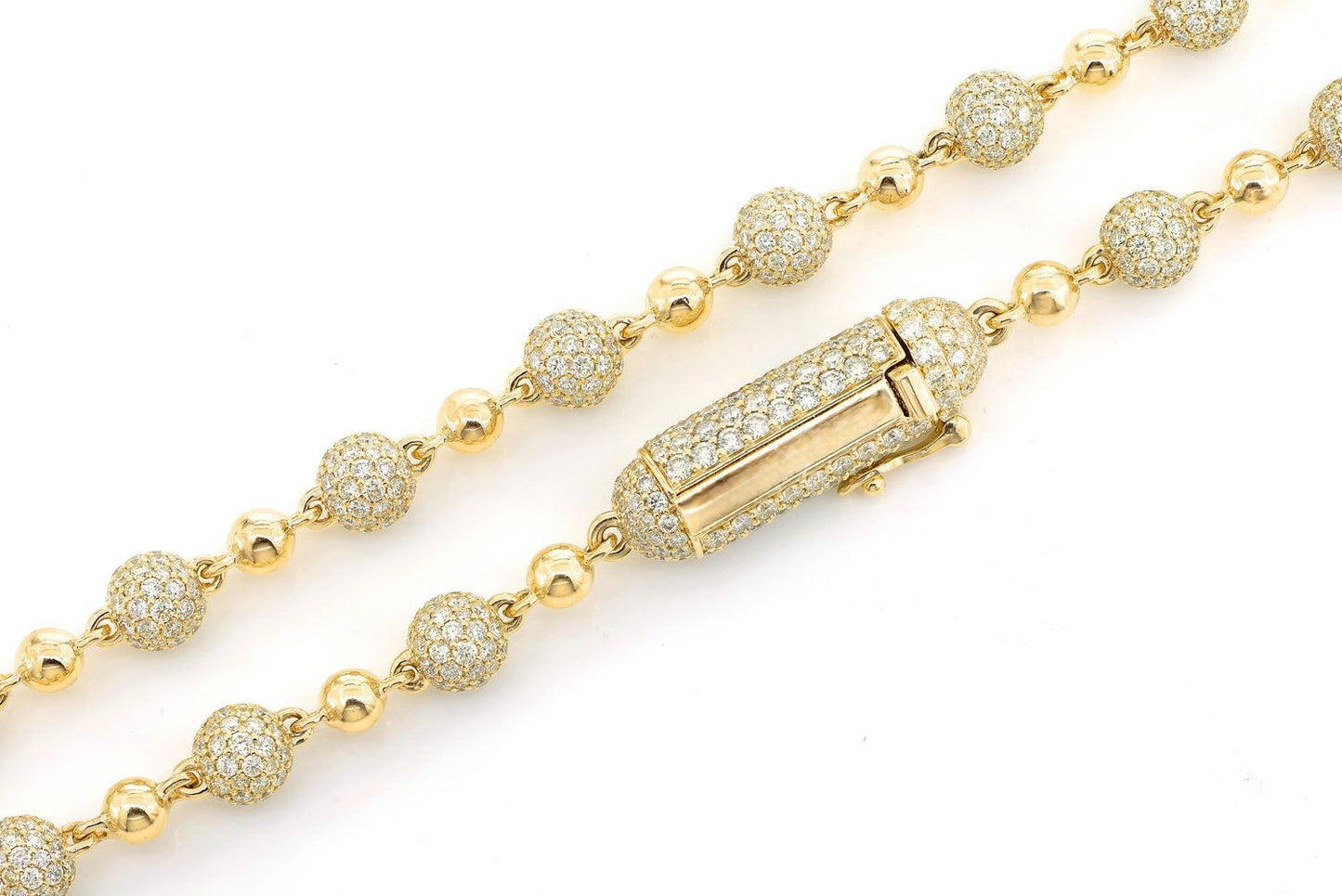 BEADED DIAMOND NECKLACE 14K SOLID GOLD 21.50CTW