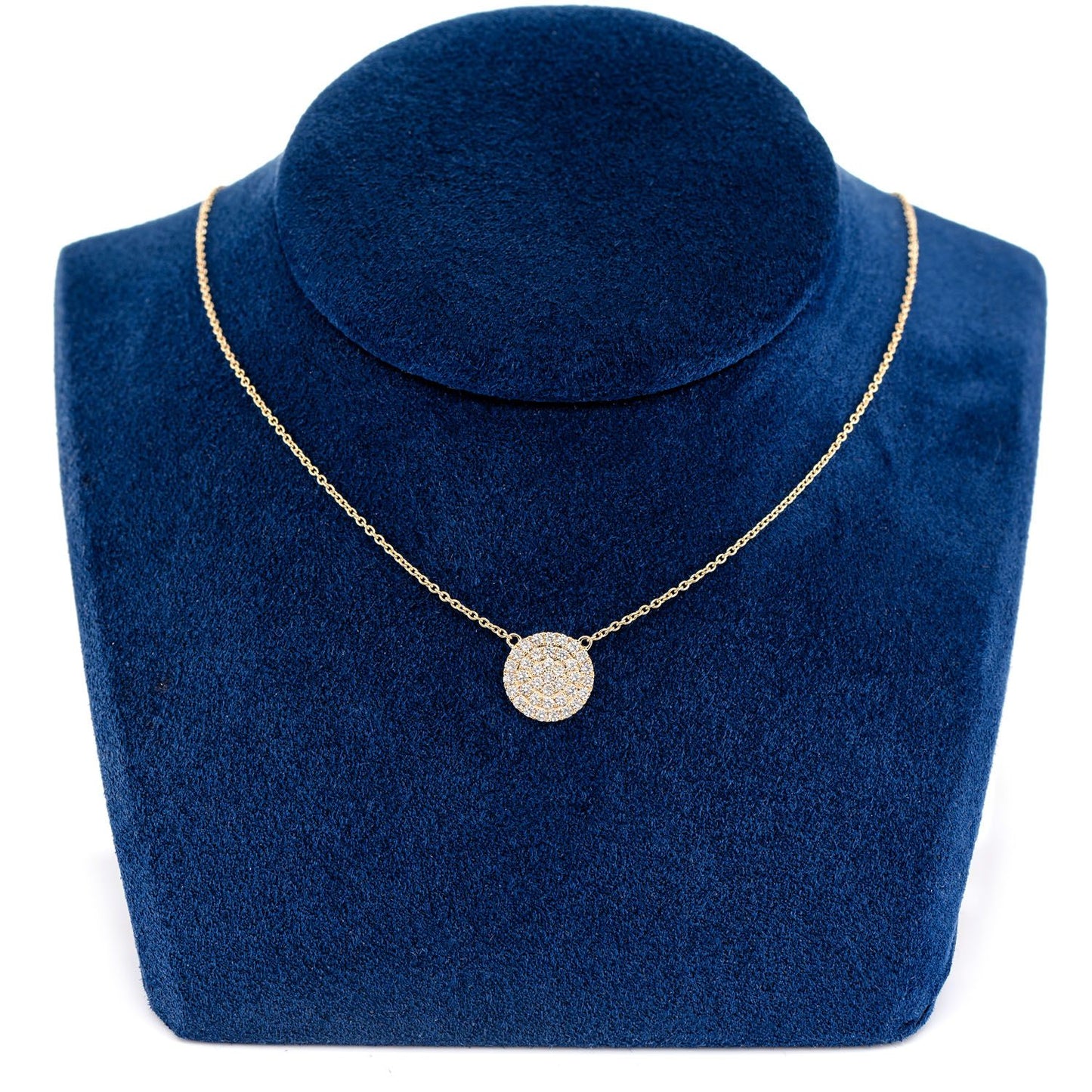 ROUND DOUBLE HALO CLUSTER PENDANT ATTACHED NECKLACE 14K SOLID GOLD 0.40CTW