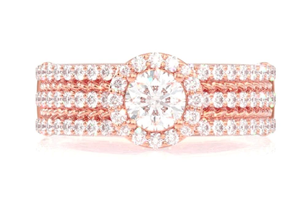 THREE ROW DIAMOND ROPE ENGAGEMENT RING - 1.00CTW