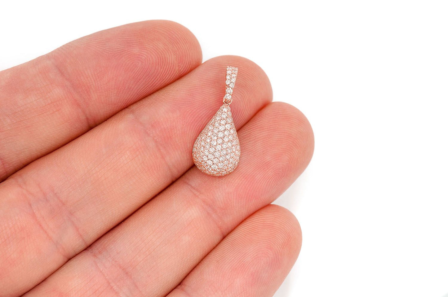 PANDANT CU DIAMANT CU PICĂTURĂ DE APĂ, AUR MASIV DE 14K, 0.60CT