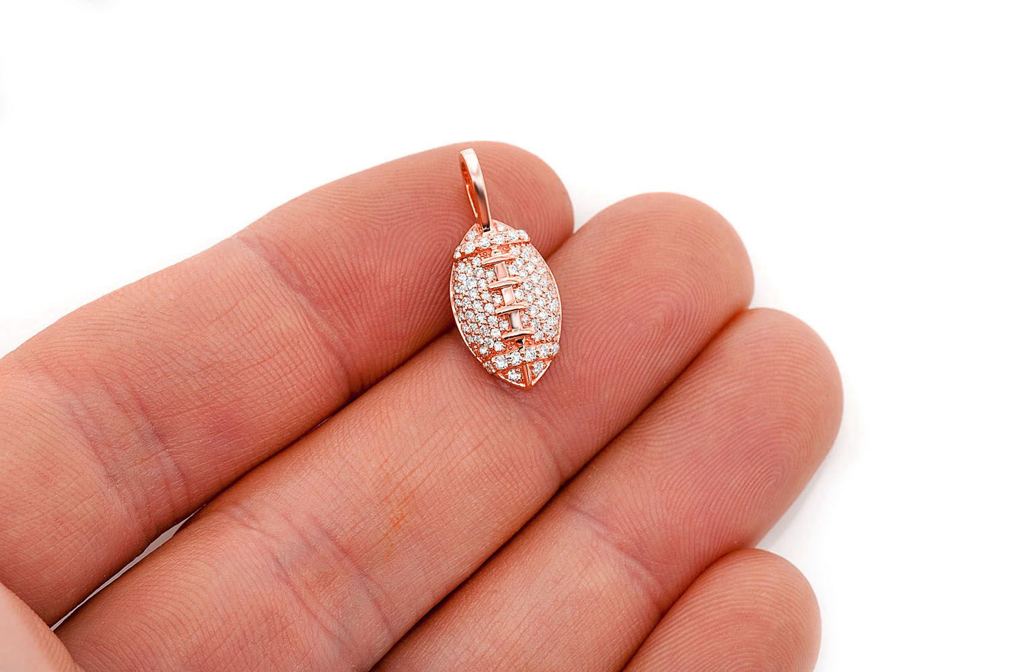 AMERICAN FOOTBALL DIAMOND PENDANT 14K SOLID GOLD .40CTW