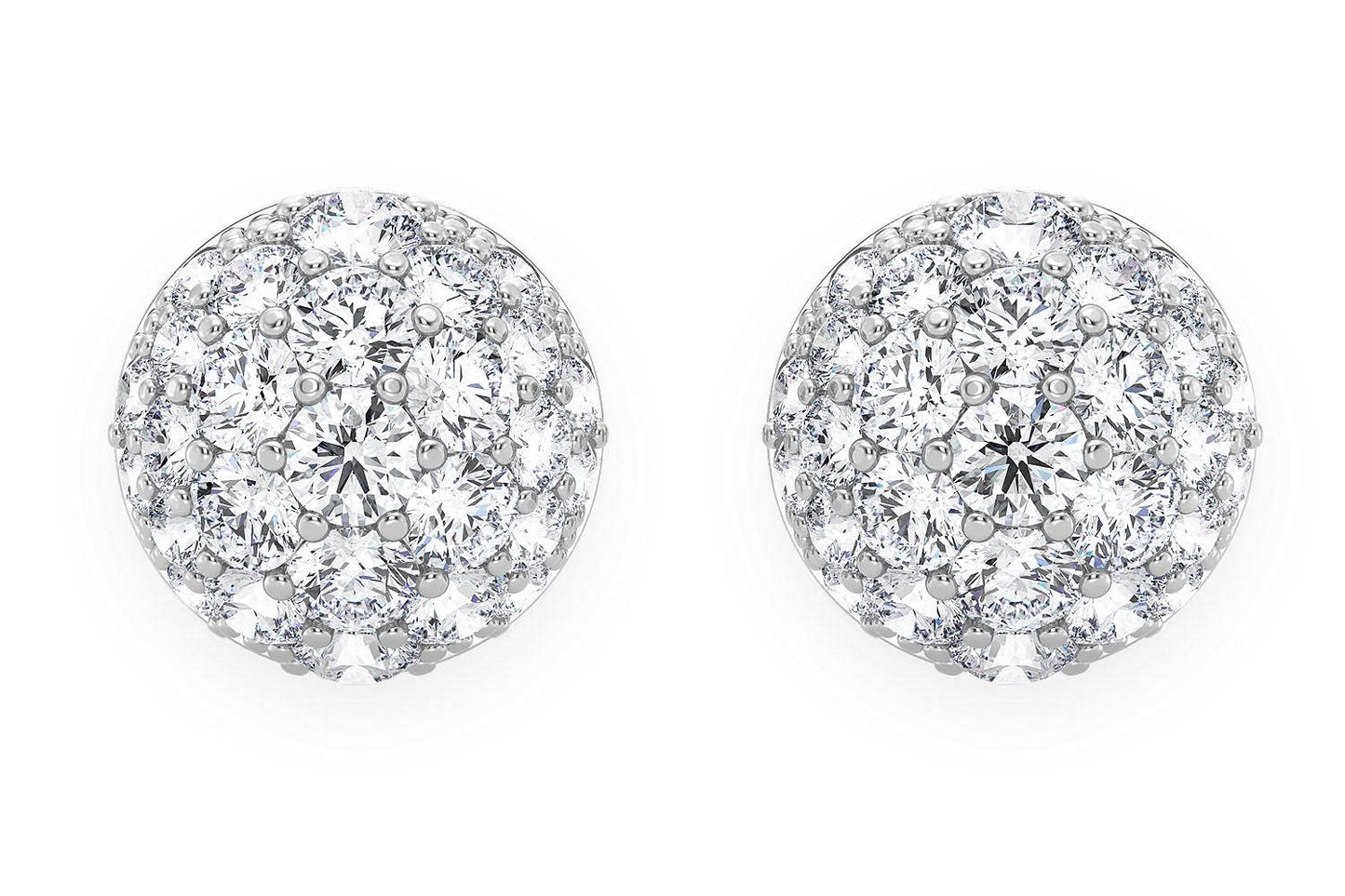 DOME DIAMOND EARRINGS 14K SOLID GOLD 0.45CTW