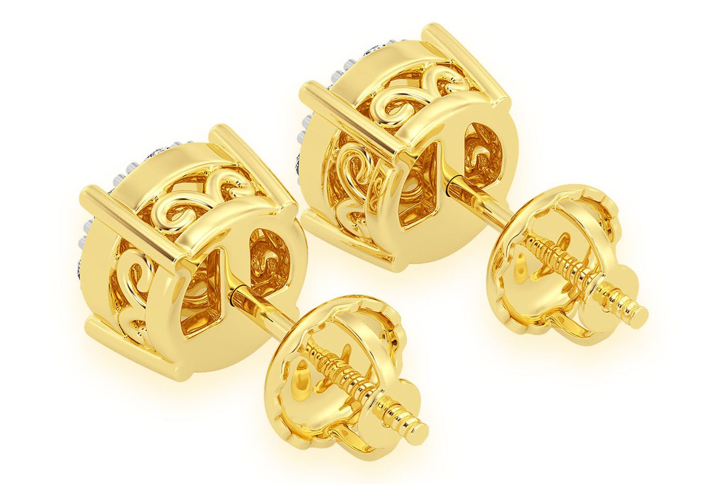 0.50CTW MOSAIC STUD DIAMOND EARRINGS 14K SOLID GOLD