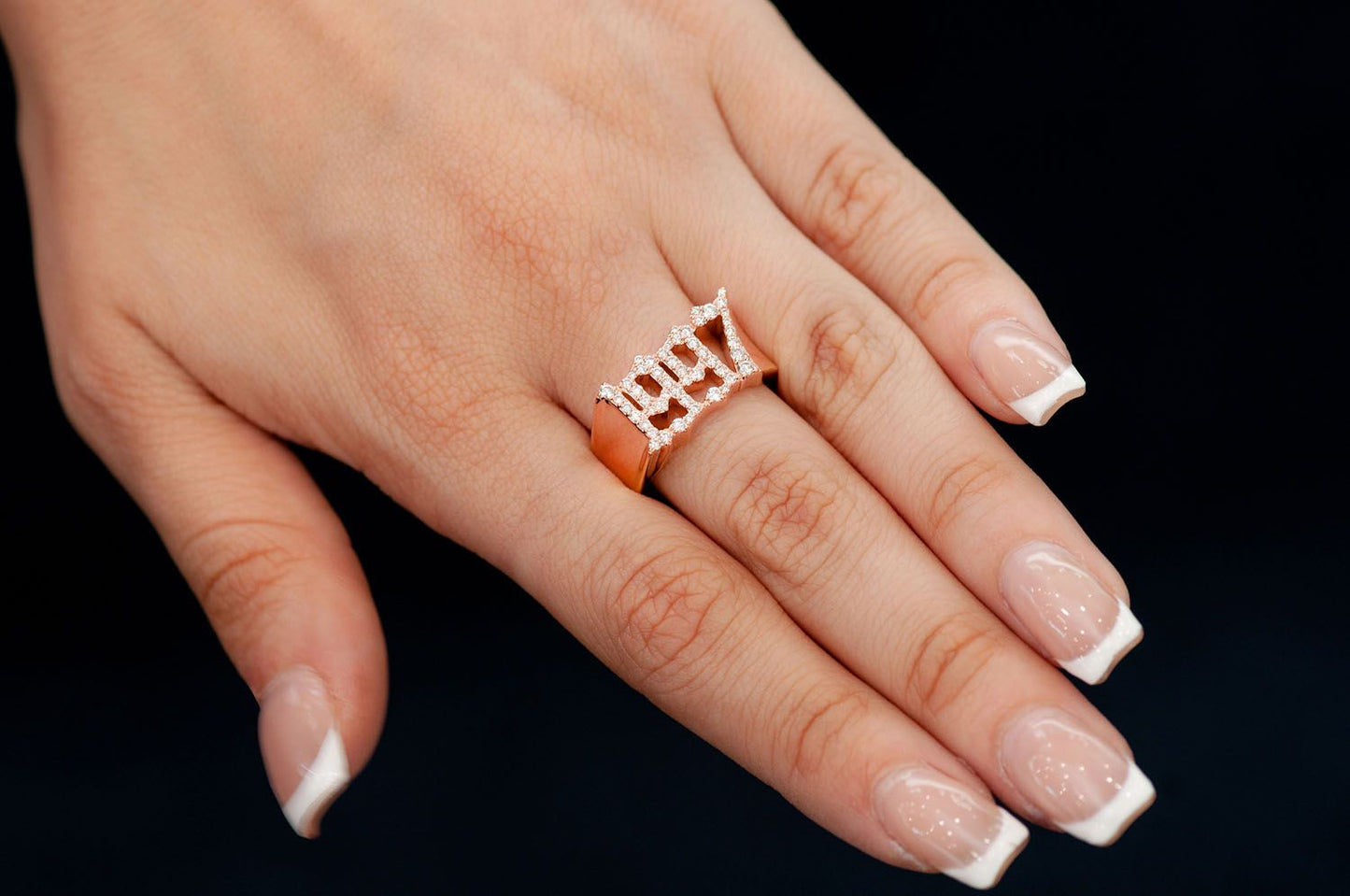 CUSTOM DATE OF BIRTH DIAMOND RING 14K SOLID GOLD 0.60CTW