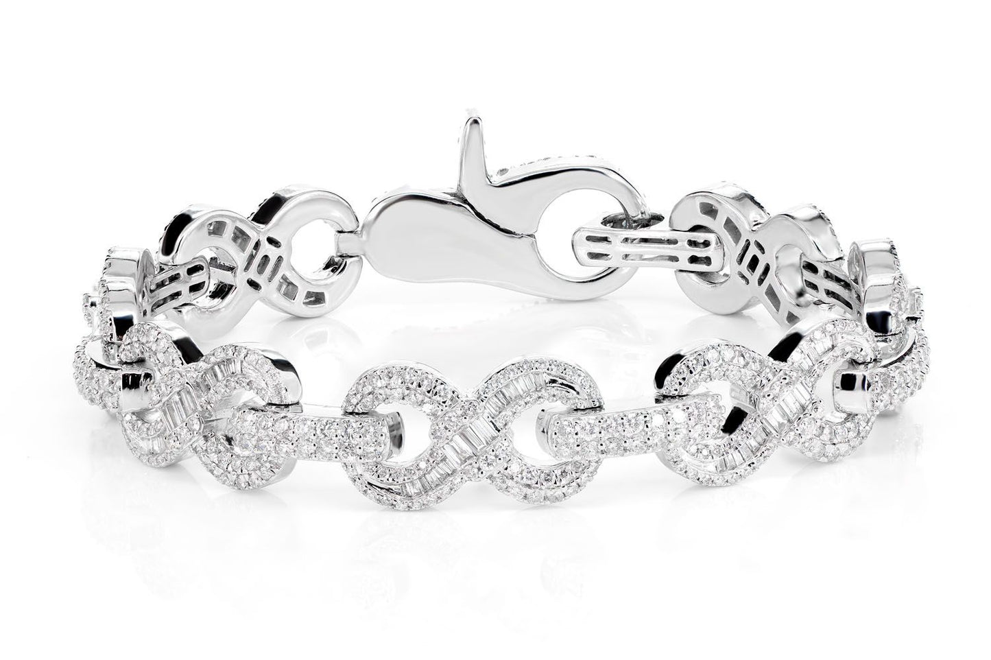 INFINITY BAGUETTE DIAMOND LINK BRACELET SOLID GOLD 8.25CTW