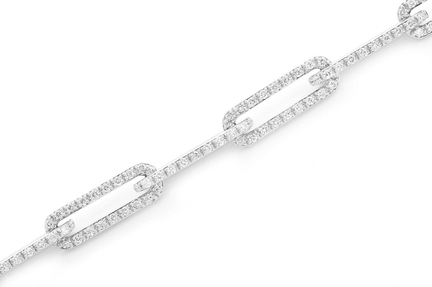 1 ROW ELONGATED ROLO LINK DIAMOND BRACELET 14K GOLD 3.25CTW