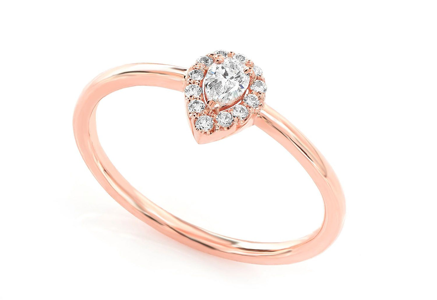 0.25CTW PEAR HALO SCALLOP - DIAMOND ENGAGEMENT RING
