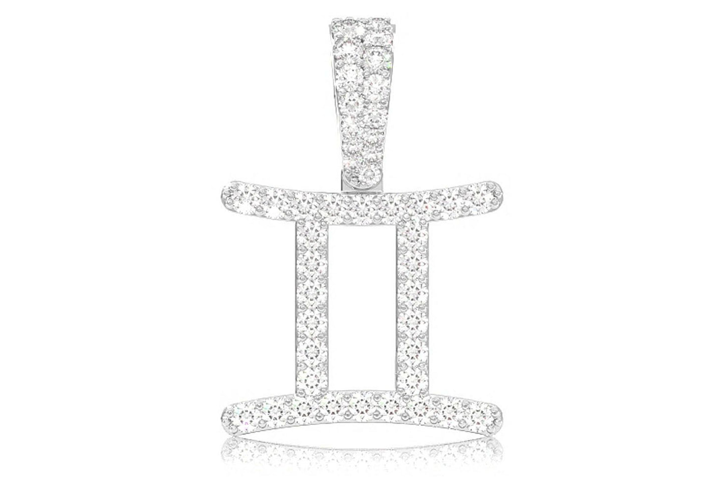 GEMINI ZODIAC DIAMOND PENDANT 14K SOLID GOLD 0.75CTW