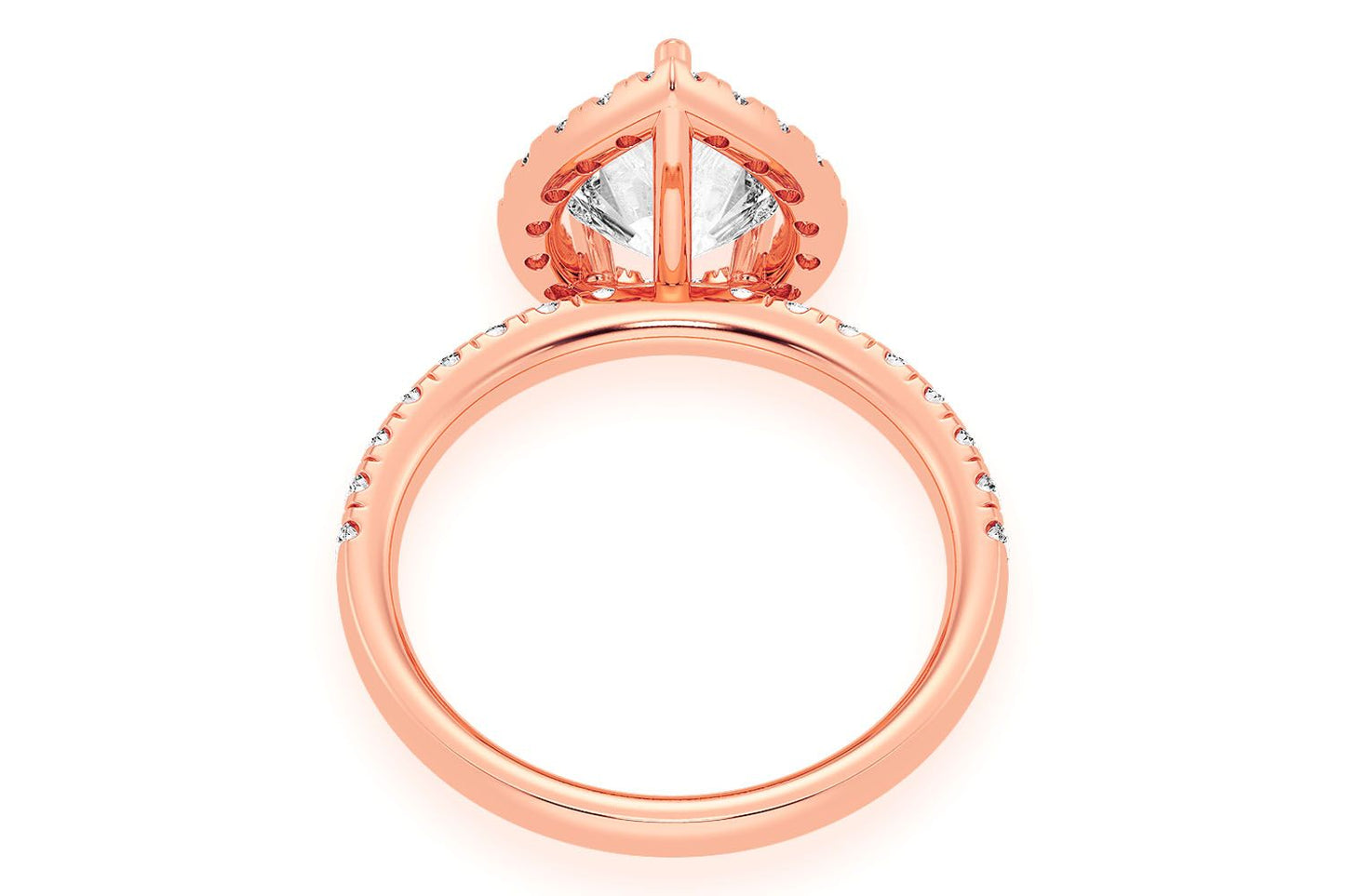 THAV - 1.50CT PEAR SOLITAIRE - SCALLOP HALO ONE ROW - DIAMOND ENGAGEMENT RING