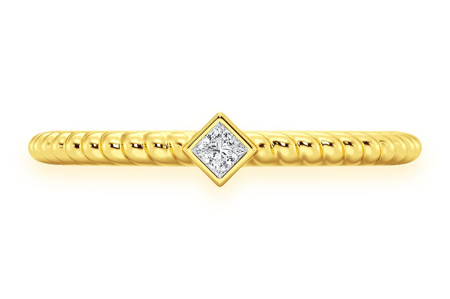 Кольцо с бриллиантами Princess Bezel Rope из цельного золота 14 карат 0,05 карата