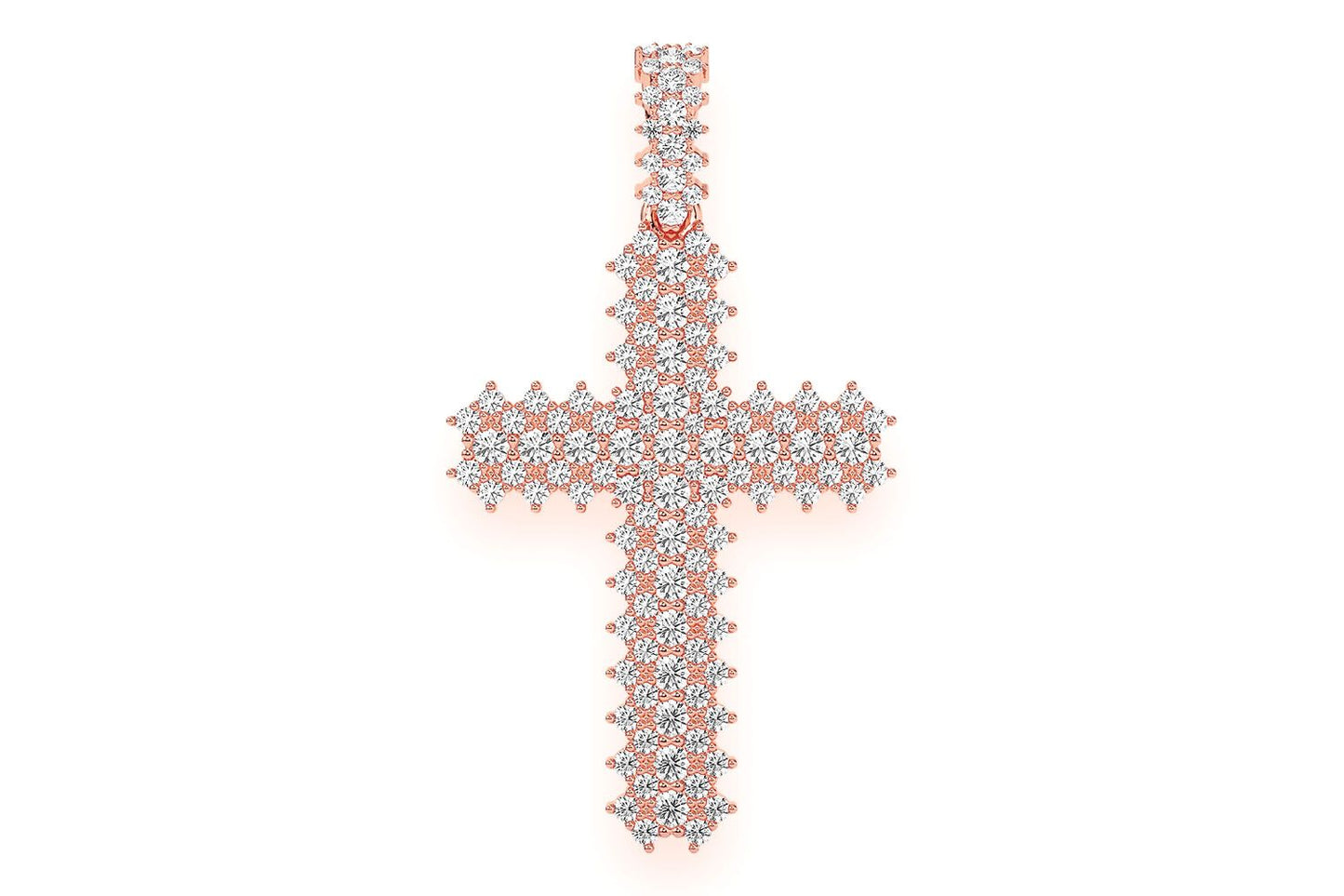JAGGED CROSS DIAMOND PENDANT 14K SOLID GOLD 10.00CTW