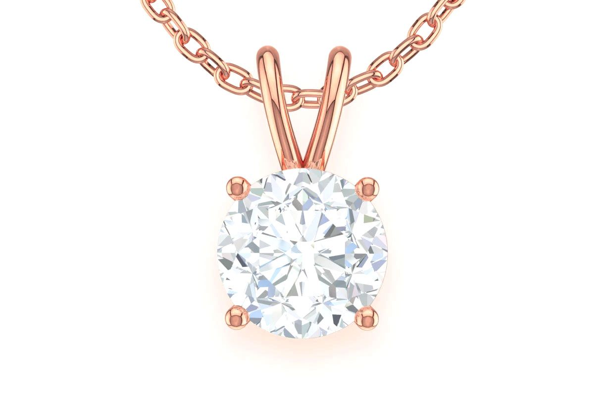0.10CT ROUND SOLITAIRE DIAMOND PENDANT 14K SOLID GOLD