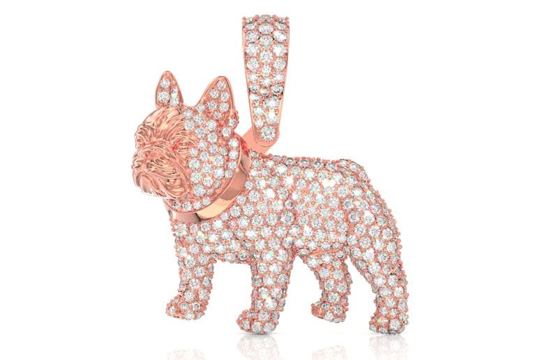 PANDANT BULLDOG CU DIAMANT AUR MASIV DE 14K 2.25CT