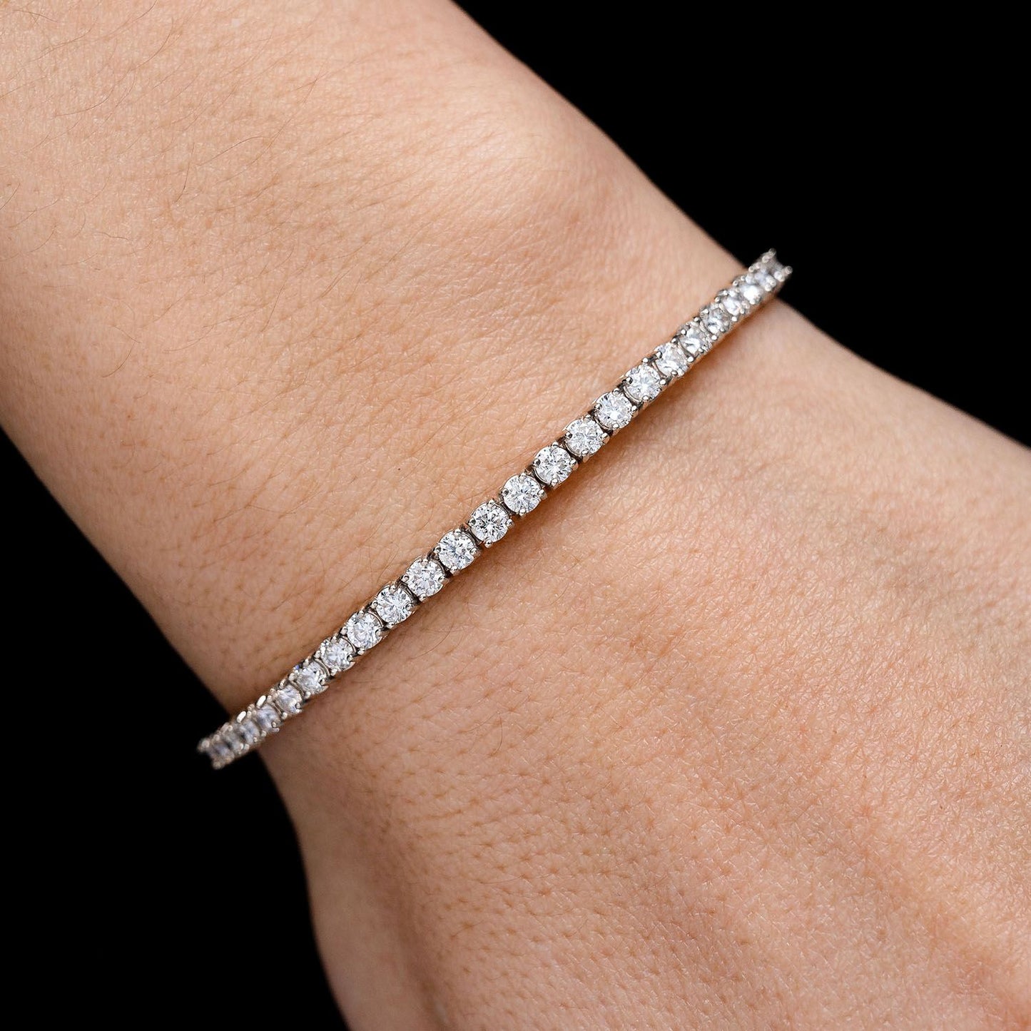 7PT PRONG SET DIAMOND FLEX TENNIS BANGLE BRACELET 14K SOLID GOLD 2.00CTW