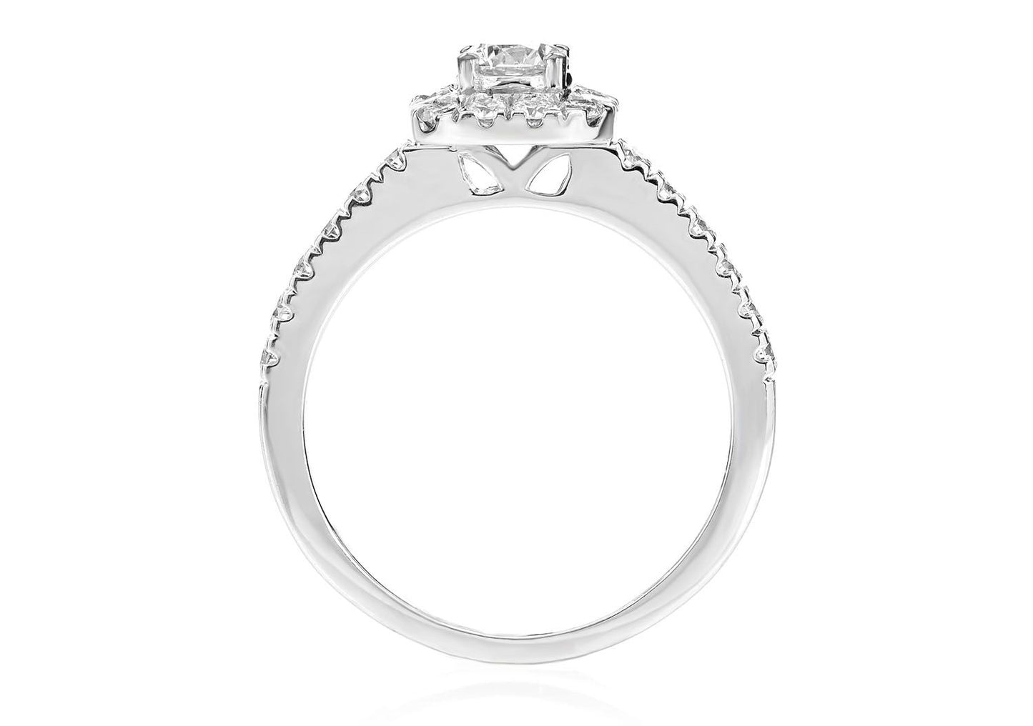 SQUARE HALO DIAMOND ENGAGEMENT RING 14K SOLID GOLD 0.85CTW