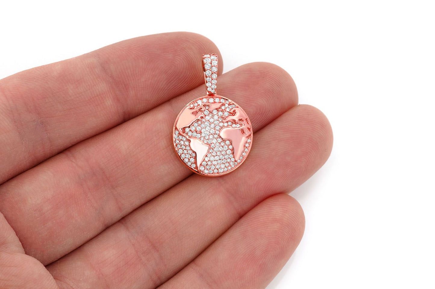 GLOBE DIAMOND PENDANT 14K SOLID GOLD 0.75CTW