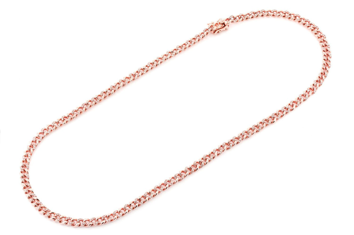 5MM MIAMI CUBAN HALF LINK DIAMOND NECKLACE 14K SOLID GOLD 1.50CTW