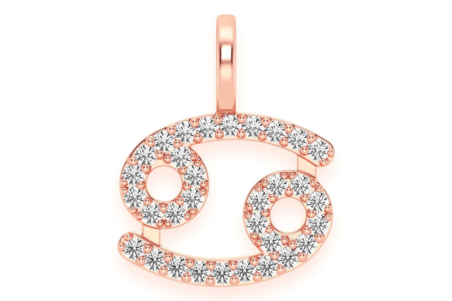 CANCER ZODIAC DIAMOND PENDANT 14K SOLID GOLD 0.10CTW
